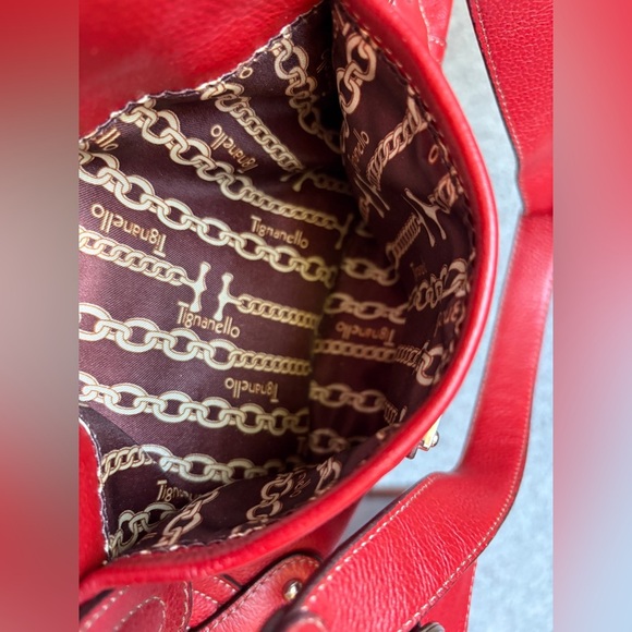 TIGNANELLO RED LEATHER SHOULDER HANDBAG - Picture 7 of 8